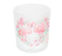 KJHBV Flamingo Printed Glass Candlestick Cup for Home Decor Romantic Candlelight Dinner Valentine Day Table Centerpiece