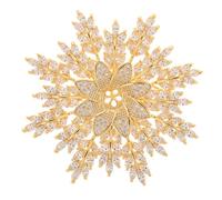 KJHBV Golden Copper Snowflake Brooch with Zircon Decoration, Delicate and Decorative Pin for Headscarves and Bags, Easy to Match Accessory for Women’s Fashion