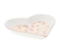 KJHBV Heart-Shaped Ceramic Necklace Storage Plate for Small Items and Jewelry, Pink Delicate Tray for Home Use, Creative Love-Heart Jewelry Organizer and Decorative Serving Plate