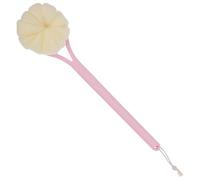 KJHBV Long-Handled Pink Bath Brush with Rich Bubble and Massaging Features, Net-Shaped Shower Scrubber Ball with Hanging Hole Design for Effective Back Cleaning