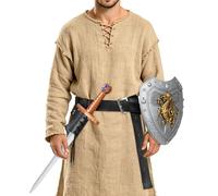 KJHBV Medieval Knight Accessories Set for Men Including Shield and Sword with Pu Leather Belt, Lightweight Plastic Material, Handcrafted Authenticity for Halloween Cosplay