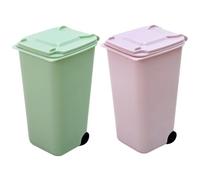 KJHBV Mini Desktop Trash Can Multifunctional Wastebasket and Pen Holder with Lid 2pcs Compact Shape Small Rubbish Bin Made of Sturdy Pp, for Car and Office Use