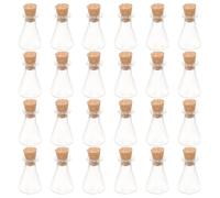 KJHBV Mini Glass Wishing Bottles Delicate Glass and Wood Containers 24pcs with Cork Stoppers, Small Decorative Jars to Create Romantic Atmosphere for Crafting and Home Decorations