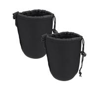 KJHBV Neoprene Pouch Bag for Camera Lens 2pcs Black Fine Craftsmanship Drawstring Lens Case Suitable for Digital Camera Storage