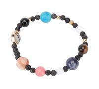 KJHBV Nine Planets Bracelet, Solar System Planetary Wrist Jewelry Natural Blue Sandstone Galaxy-themed Wrist Chain Cosmic Beads for Women and Men for Space Party and Zodiac Spirit