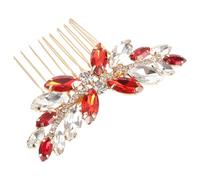 KJHBV Red Bridal Hair Side Comb Clip with Rhinestone Decoration for Women and Brides, Lightweight Alloy Material, Will Not Deform Or Fade, Wedding and Birthday Hair Accessory