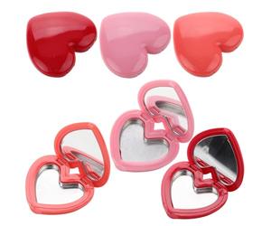 KJHBV Refillable Container 8pcs Lipstick Organizer Heart Shape with Mirror Portable Makeup Box for Blush and Lotion for Vanity Or Travel