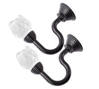 KJHBV Rose Decorative Black Wall-mounted Head Tiebacks Curtain Crystal Hooks Holdbacks for and 1 Pair Window Draperies Clothes Household Curtain Hooks for Home Use