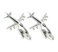 KJHBV Silver Airplane Cufflinks for Men, 1 Pair Metal French Cuff Buttons, Novelty Aircraft Design Suit Shirt Studs for Business and Formal Occasions