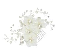 KJHBV Silver Alloy Bridal Hair Comb with Polished Handcrafted Rhinestones and Pearls, Creative Hair Prop for Weddings and Engagement Parties, Beautiful and Delicate Headwear