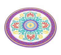 KJHBV Sound Bowl Protective Mat Rounded Pad for Religious Sound Bowl Portable Pvc Mat with Delicate Flower Prints Pattern Buddhist Meaning for Meditation