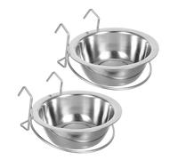 KJHBV Stainless Steel Hanging Pet Bowl with Rack for Cage Feeding Set of 2 Rust Resistant Dishwasher Safe 5.12X5.12X1.77 Inch for Dogs and Puppies