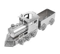 KJHBV Stainless Steel Steam Locomotive Statue with Rust and Break Resistance, Silver Desktop Adornment for Table Decoration, Luxury Retro Style Collectible Train Model