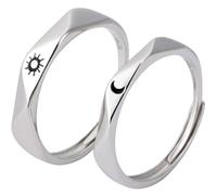 KJHBV Sun and Moon Promise Rings for Couples Set, His and Her Matching Couple Bands, 1 Pair Romantic Anniversary Rings for Men and Women