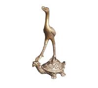 KJHBV Turtle Figurine Crane Fine with Retro Workmanship Brass and Flat Bottom Design Animal Figurine for Decoration, Golden Colour Home Desktop