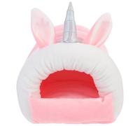 KJHBV Unicorn-shaped Warmth Hamster Bed for Small Pets, Soft Cotton Cloth Material, Easy to Carry, for Hedgehogs and Mice, Adorable Pet Bed for Cozy Sleep at Home