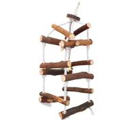 KJHBV Wooden Parrot Sturdy Cotton Rope Swing Toy with Three Layers Mini Bell Decor and Anti-skid Grip and Metal Hooks, for Birds in Balcony or Cage