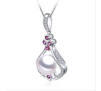 KJHFD 100% Natural Freshwater Pearls Pink Shiny Cubic Zirconia Pendant Necklace Fine Jewellery Gift for Women Made in China