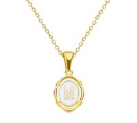 KJHFD 14K Gold Filled Alphabet Necklace For Women And Men, Drip Oil Letter Oval Necklaces Alphabet J K L M N O P Q Initials Pendant Necklace, Bubble Necklace Letter Charms