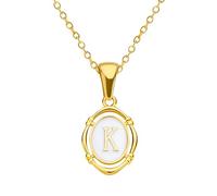 KJHFD 14K Gold Filled Alphabet Necklace For Women And Men, Drip Oil Letter Oval Necklaces Alphabet J K L M N O P Q Initials Pendant Necklace, Bubble Necklace Letter Charms