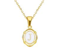 KJHFD 14K Gold Filled Alphabet Necklace For Women And Men, Drip Oil Letter Oval Necklaces Alphabet J K L M N O P Q Initials Pendant Necklace, Bubble Necklace Letter Charms