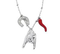 KJHFD 14K Gold Filled Beach Charm Necklace For Women And Men, Palm Red Chili Heart Charms Pendant Necklace, Cowboy Shell Necklace Summer Beach Cool Charm, Blue Natural Stone Star Necklace