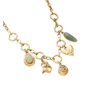 KJHFD 14K Gold Filled Beach Charm Necklace For Women And Men, Palm Red Chili Heart Charms Pendant Necklace, Cowboy Shell Necklace Summer Beach Cool Charm, Blue Natural Stone Star Necklace