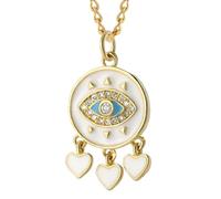 KJHFD 14K Gold Filled Evil Eye Necklace For Women And Men, Heart Evil Blue Eye Sun Necklace Cute Dog Pendant Collars Long, Lucky Eye Colorful Evil Eye Pendant Necklace Dainty Chain Necklace