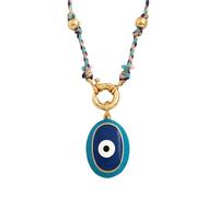 KJHFD 14K Gold Filled Evil Eye Necklace For Women And Men, Star Celestial Blue Green Evil Eye Pendant Long Knot Beaded Necklace, Eyeball Necklace Eye Of Horus Layered Necklace