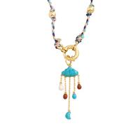 KJHFD 14K Gold Filled Evil Eye Necklace For Women And Men, Star Celestial Blue Green Evil Eye Pendant Long Knot Beaded Necklace, Eyeball Necklace Eye Of Horus Layered Necklace
