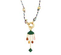 KJHFD 14K Gold Filled Evil Eye Necklace For Women And Men, Star Celestial Blue Green Evil Eye Pendant Long Knot Beaded Necklace, Eyeball Necklace Eye Of Horus Layered Necklace