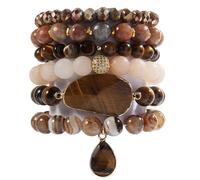 KJHFD 5PCS 6PCS Natural Boho Beaded Bracelets/Bangle for Women Men,ing Turquoise Jasper Agate Crystal Gemstone Stone Chakra Multilayer Wrap Bohemian Handmade Jewelry Beads Stretch Bracelet Set