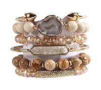 KJHFD 5PCS 6PCS Natural Boho Beaded Bracelets/Bangle for Women Men,ing Turquoise Jasper Agate Crystal Gemstone Stone Chakra Multilayer Wrap Bohemian Handmade Jewelry Beads Stretch Bracelet Set