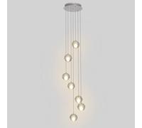 KJHFD 7-Heads Crystal Pendant Light, Drop Chandelier, Height Adjustable Hanging Lamp, Ceiling for Living Room, Spiral Staircase, Hall, Warm White - G4 21W(3 Step Dimming)