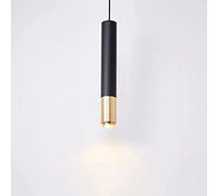 KJHFD 7W Suspension Spotlight Long Tube Hanging Lamp Cylindrical Pendant Ceiling Lamps Kitchen Island Counter Restaurant Droplight Black&Gold Downlight Light Fixtures,Warm Light-50cm