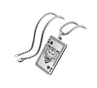 KJHFD 925 Sterling Silver Ace Of Spades Necklace For Men And Women, Necklace Matte Poker Spade Ace Tiger Head Ace Of Spades Poker, Classic Square Ace Of Spades, Playing Card Necklace