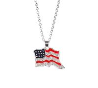 KJHFD 925 Sterling Silver American Flag Necklace For Women, US National Flag Star Spangled Banner, Crystal Zircon Patriotic Jewelry For Women, American Flag Cross Necklace For Men For Birthday