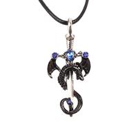 KJHFD 925 Sterling Silver Dragon Sword Necklace For Men, Vintage Sword Pendant Katana Necklace - Hip Hop Dagger Necklace For Women, Master Sword Necklace For Halloween