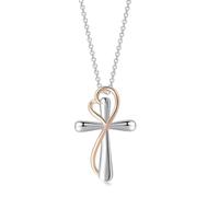 KJHFD 925 Sterling Silver Eternal Infinite Love Heart Cross Necklace For Women Girls, 14K Gold Plated Shiny Zircon Crystal Religious Cross Necklace - Faith Heart And Cross Necklace, Religious Jewelry