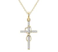KJHFD 925 Sterling Silver Eternal Infinite Love Heart Cross Necklace For Women Girls, 14K Gold Plated Shiny Zircon Crystal Religious Cross Necklace - Faith Heart And Cross Necklace, Religious Jewelry