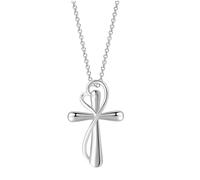 KJHFD 925 Sterling Silver Eternal Infinite Love Heart Cross Necklace For Women Girls, 14K Gold Plated Shiny Zircon Crystal Religious Cross Necklace - Faith Heart And Cross Necklace, Religious Jewelry