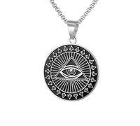 KJHFD 925 Sterling Silver Eye Of Horus Necklace For Men Women, Punk Rock All Seeing Eye Necklace - Unisex Eye Of Ra Necklace, Eye Of Horus Pendant Illuminati Necklace For Halloween Christmas