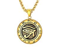 KJHFD 925 Sterling Silver Eye Of Horus Necklace For Men Women, Punk Rock All Seeing Eye Necklace - Unisex Eye Of Ra Necklace, Eye Of Horus Pendant Illuminati Necklace For Halloween Christmas