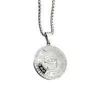 KJHFD 925 Sterling Silver Eye Of Horus Necklace For Men Women, Punk Rock All Seeing Eye Necklace - Unisex Eye Of Ra Necklace, Eye Of Horus Pendant Illuminati Necklace For Halloween Christmas