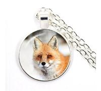 KJHFD 925 Sterling Silver Fox Necklace For Women And Men, Kawaii Fox Pendant Rope Necklace Cute Animal Glass Choker Craft Vintage, Fox Girl Gold Initial Necklace, Fox Jewelry For Women, Therian