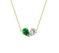KJHFD 925 Sterling Silver Green Leaf Necklace For Women And Girls, Green Overlap Heart Leaves Pendant Necklace Green Zircon Heart Leaf Necklace Green Leaf Shaped, Short Leaf Necklace