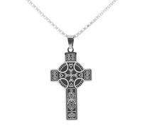 KJHFD 925 Sterling Silver Lucky Amulet Celtic Cross Necklace For Men, Trinity Symbol Celtic Cross Pendant - Men's Celtic Cross Necklace, Irish Cross Necklace Women Birthday