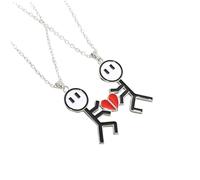 KJHFD 925 Sterling Silver Magnetic Necklace For Women And Men, Set Cute Magnetic Koala Bear Pendant, Cute Love Splicing Stickman Couple, Magnet Necklaces Broken Heart, Connecting Necklace