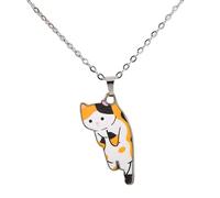 KJHFD 925 Sterling Silver Matching Enamel Black Cat Necklace For Women, Black Cat Charm - Halloween Cat Necklace, Black Cat Jewelry, Black Cat Choker Necklace For Women Halloween Christmas