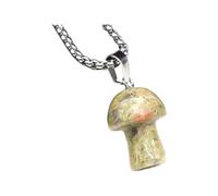 KJHFD 925 Sterling Silver Mushroom Necklace For Women, Natural Stone Pendant Necklace Mushroom Amethyst Quartz Opal Link Chain Healing Crystals Stone Charms Necklaces, Mushroom Choker